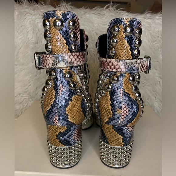 Jeffrey Campbell Snakeskin Colourful Leather Ankle Booties size US 7.5 - Picture 2 of 5
